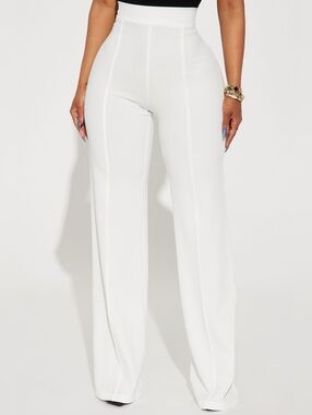 High-Waist Wide-Leg White Pants